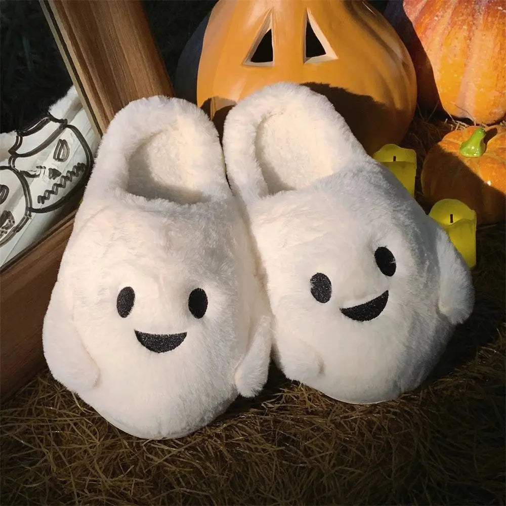 Halloween Pumpkin Cotton Slippers Winter Couple Home Slippers Man Women Indoor Household Slipper Anti Slip Cute Ghost Fury Shoes - Life and Lines