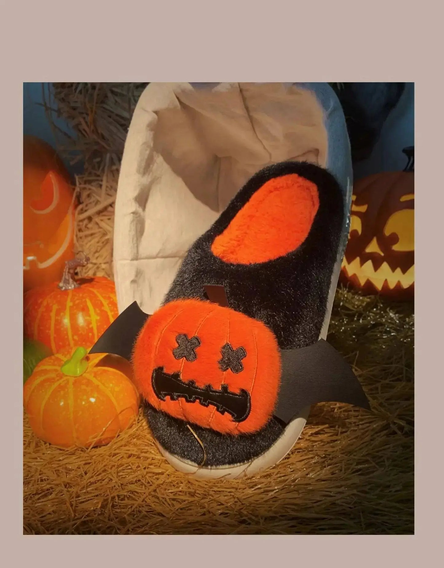 Halloween Pumpkin Cotton Slippers Winter Couple Home Slippers Man Women Indoor Household Slipper Anti Slip Cute Ghost Fury Shoes - Life and Lines