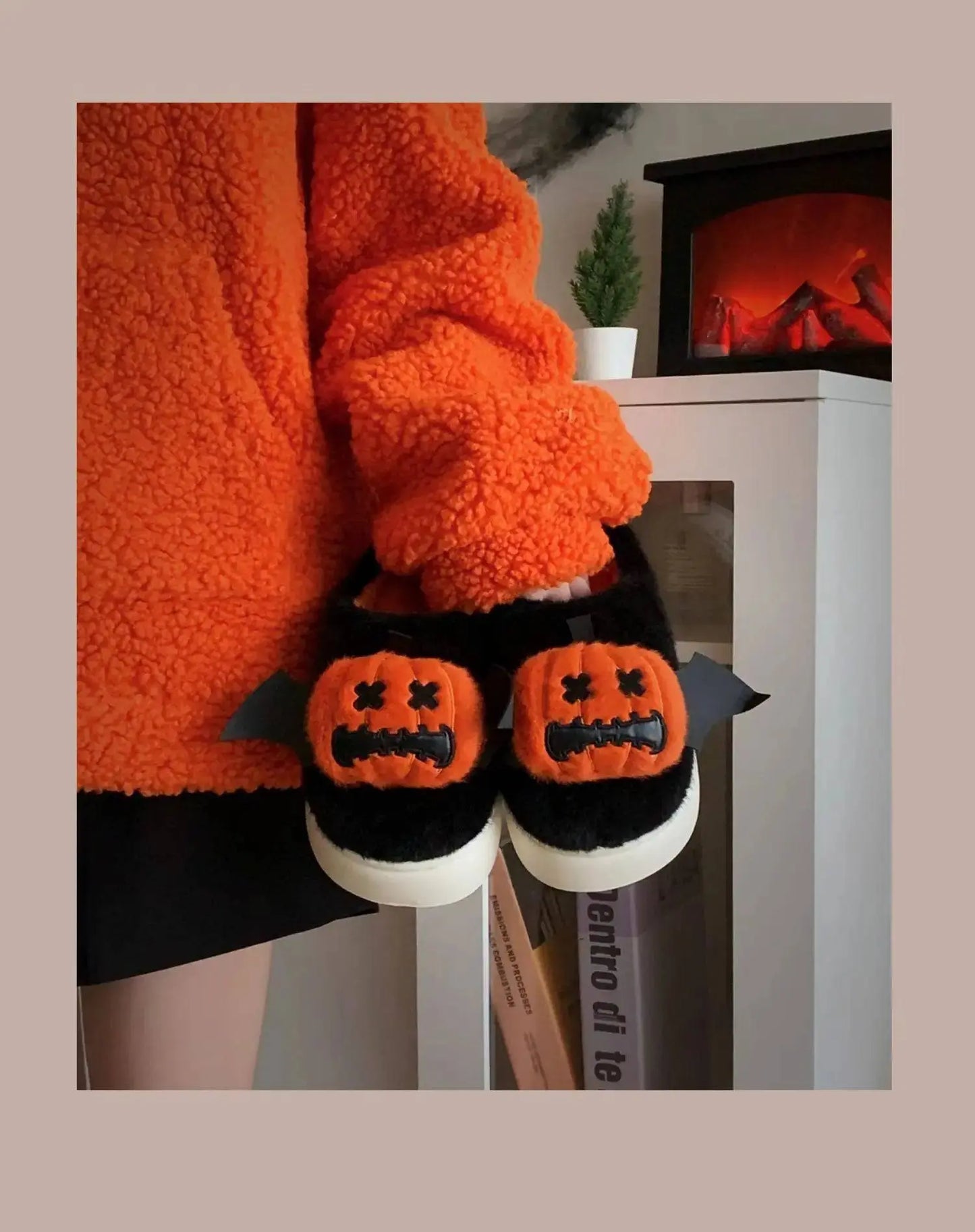 Halloween Pumpkin Cotton Slippers Winter Couple Home Slippers Man Women Indoor Household Slipper Anti Slip Cute Ghost Fury Shoes - Life and Lines